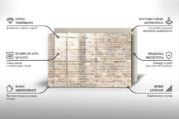 Kalené sklo za sporák Svetlá tehlová stena