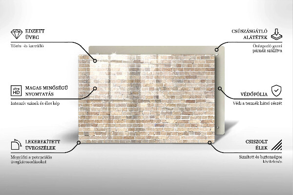 Kalené sklo za sporák Svetlá tehlová stena