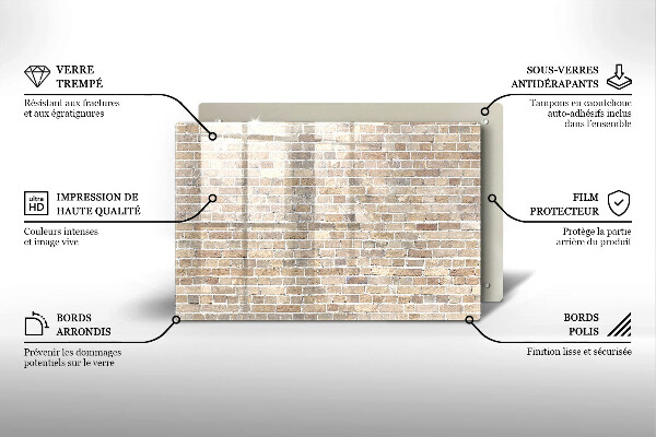 Kalené sklo za sporák Svetlá tehlová stena