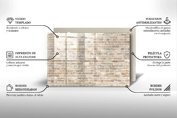 Kalené sklo za sporák Svetlá tehlová stena