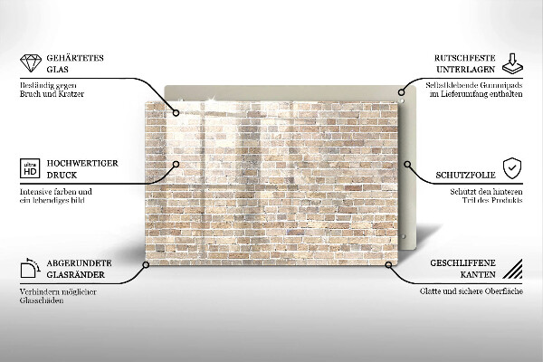 Kalené sklo za sporák Svetlá tehlová stena