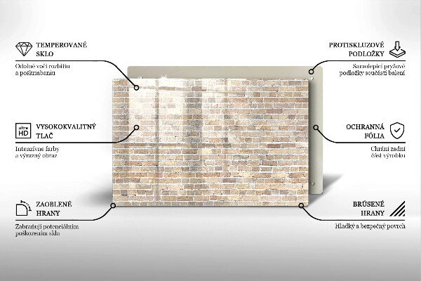 Kalené sklo za sporák Svetlá tehlová stena