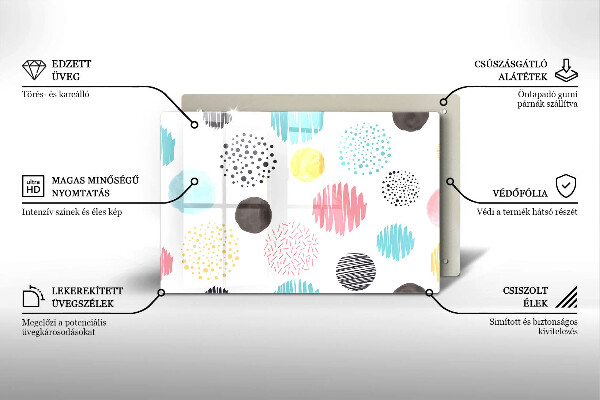 Kalené sklo za sporák Maľované tvary