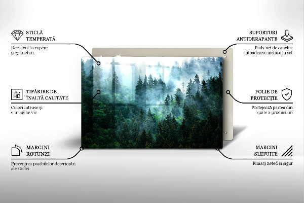 Kalené sklo za sporák Les v hmle