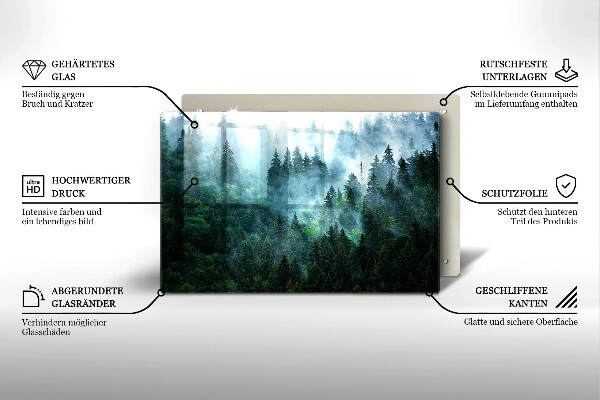 Kalené sklo za sporák Les v hmle