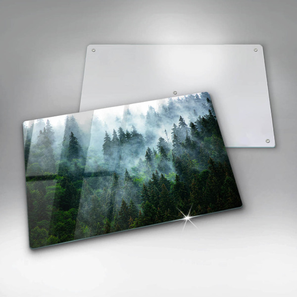 Kalené sklo za sporák Les v hmle