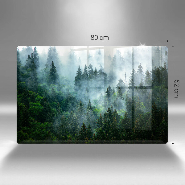 Kalené sklo za sporák Les v hmle