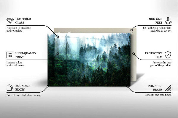 Kalené sklo za sporák Les v hmle