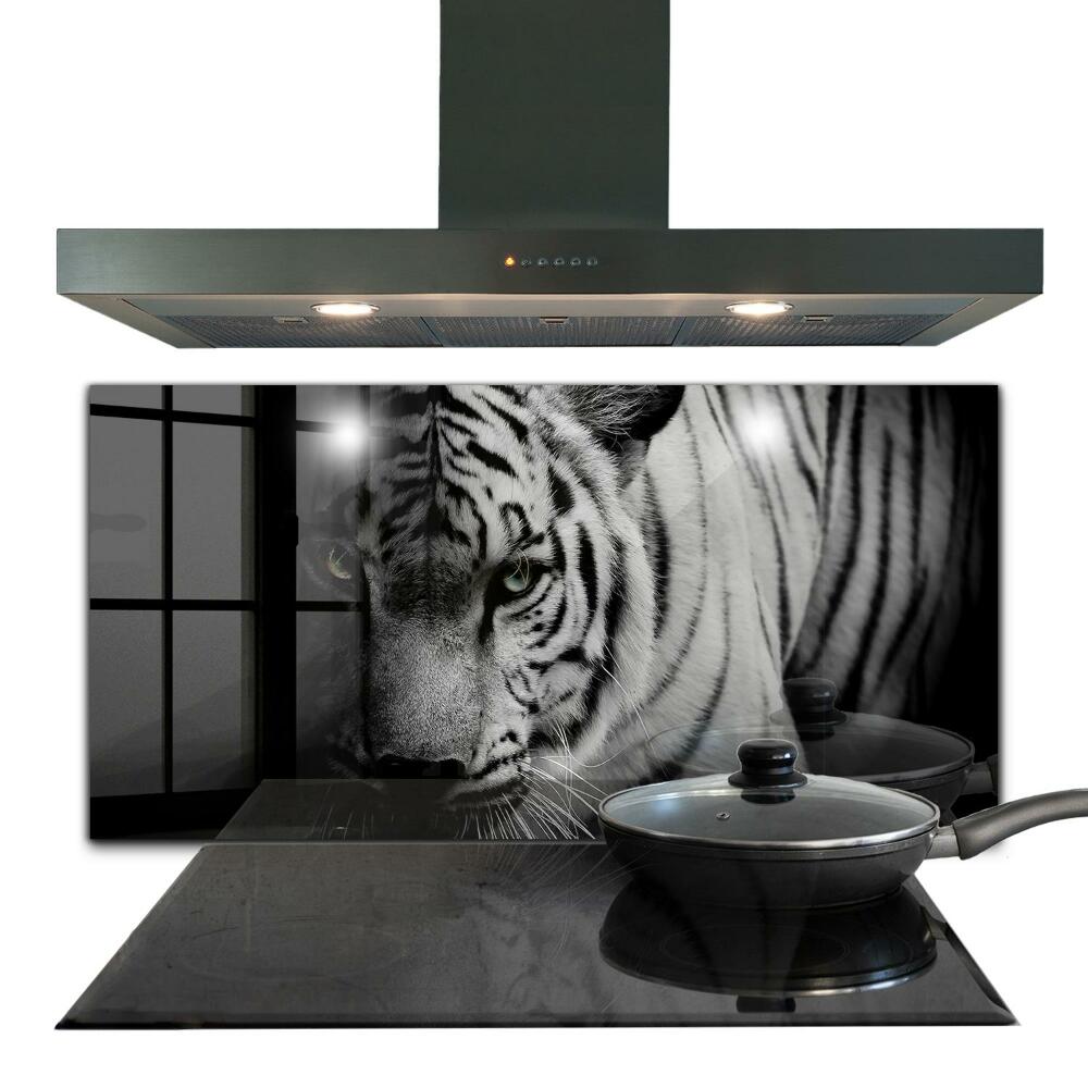 Sklenený obklad do kuchyne Biely sibírsky tiger