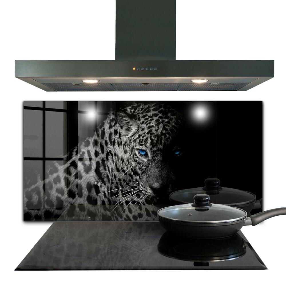 Sklenený obklad do kuchyne Divoká mačka tmavého pantera