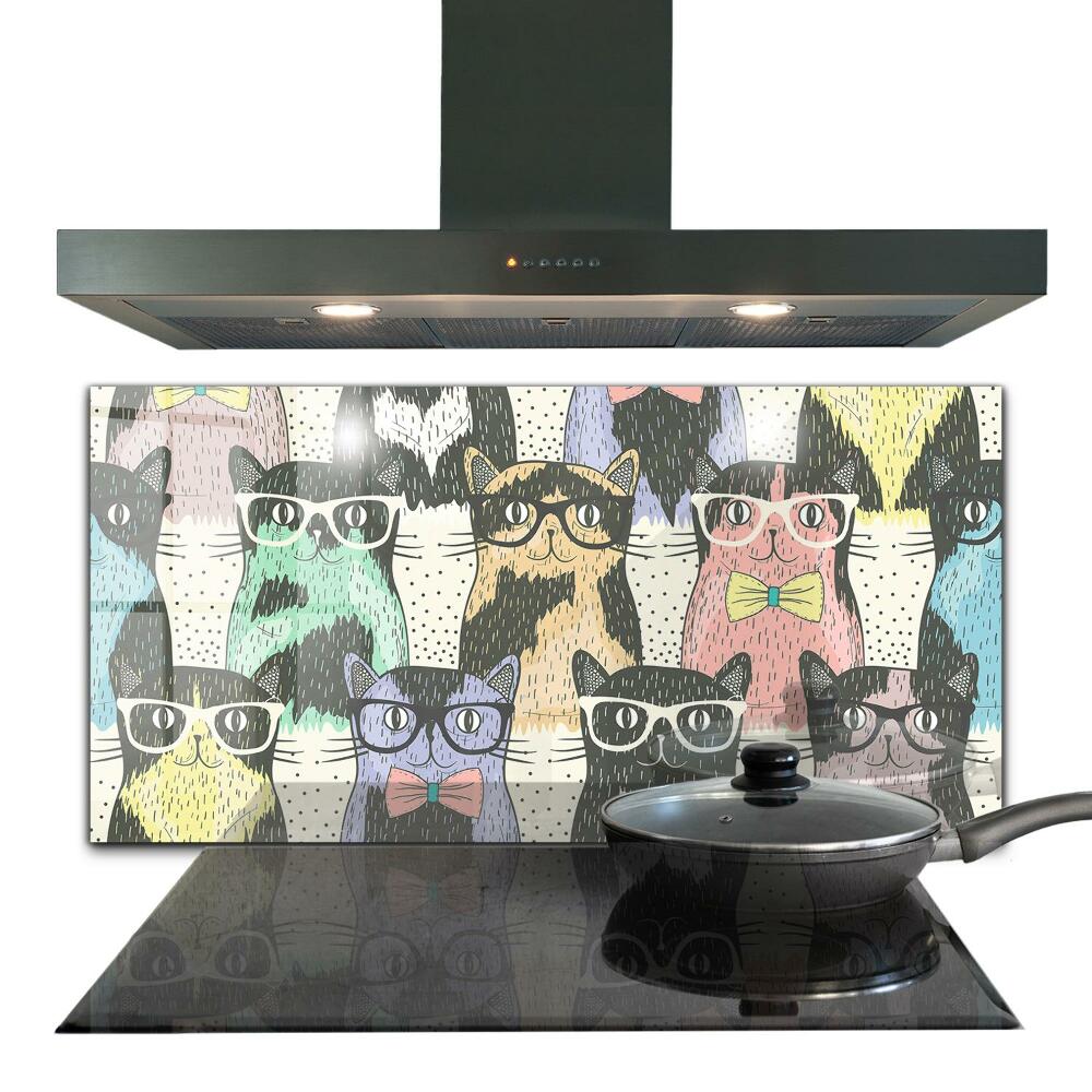 Sklenený obklad do kuchyne Cat hipster funny ilustrácie