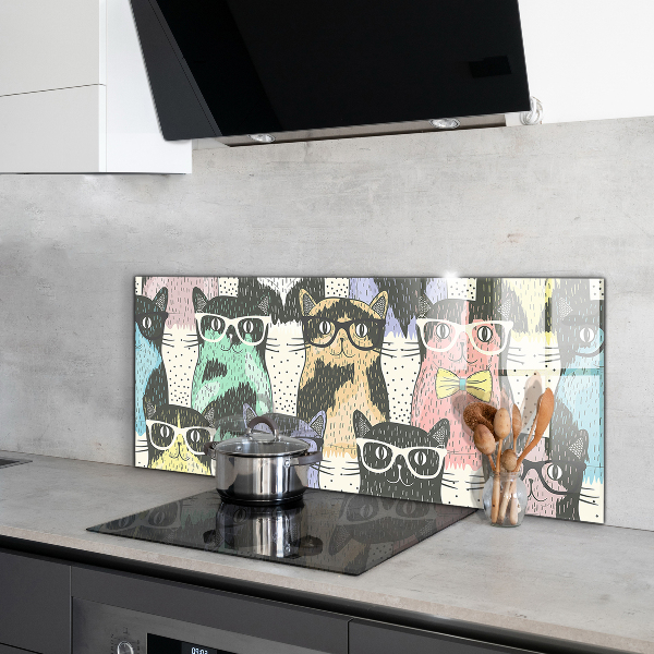 Sklenený obklad do kuchyne Cat hipster funny ilustrácie