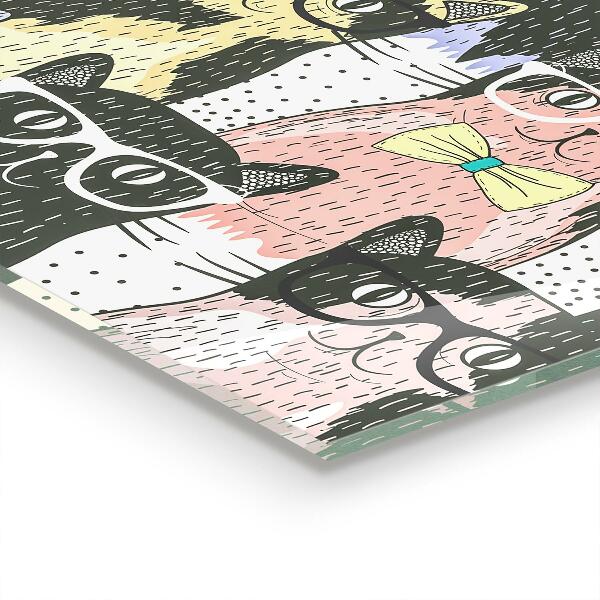 Sklenený obklad do kuchyne Cat hipster funny ilustrácie