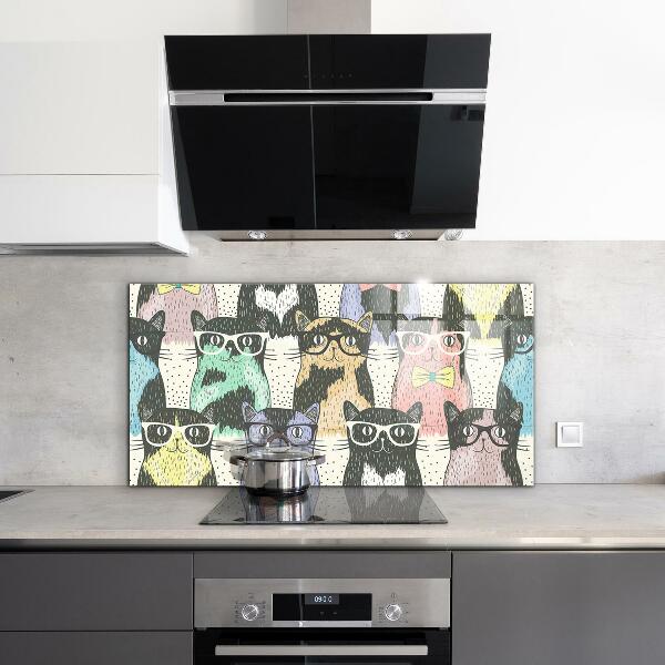 Sklenený obklad do kuchyne Cat hipster funny ilustrácie