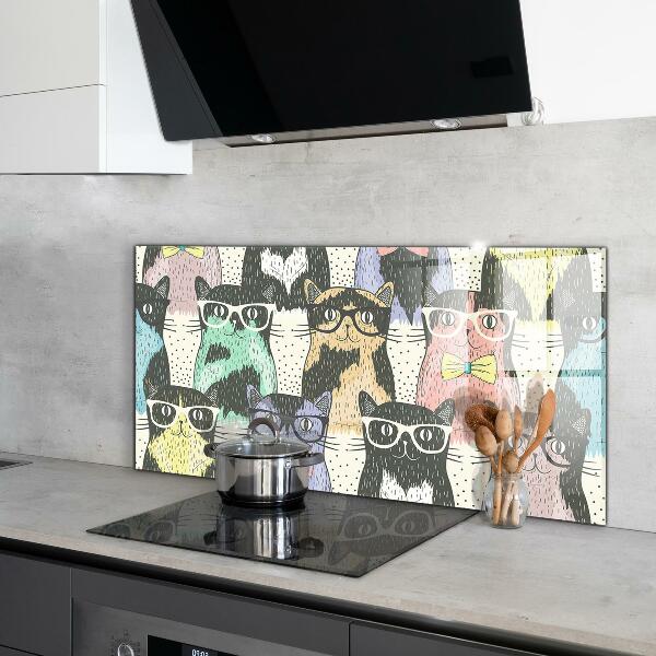 Sklenený obklad do kuchyne Cat hipster funny ilustrácie