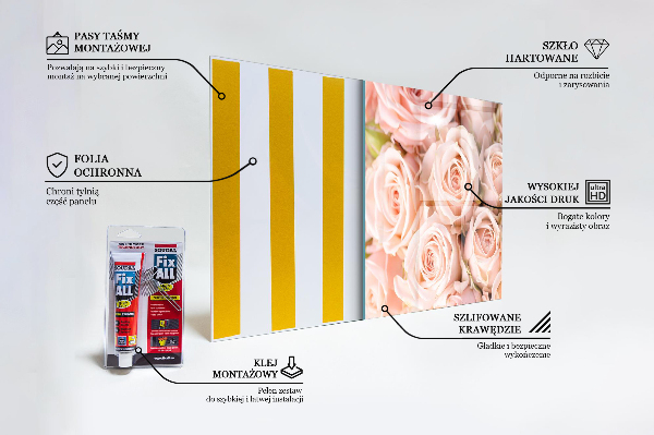 Sklenený obklad do kuchyne Kytica jemných ruží