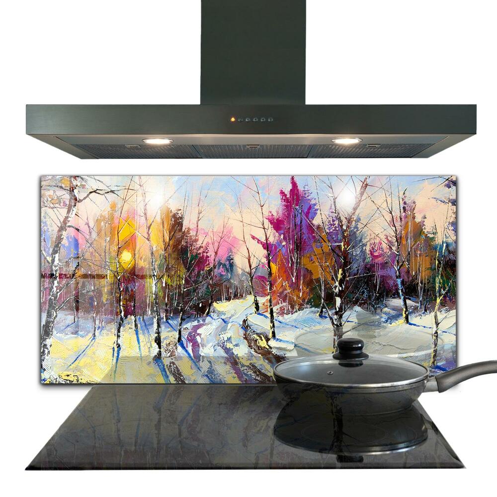 Sklenený obklad do kuchyne Akrylová maľba winter park
