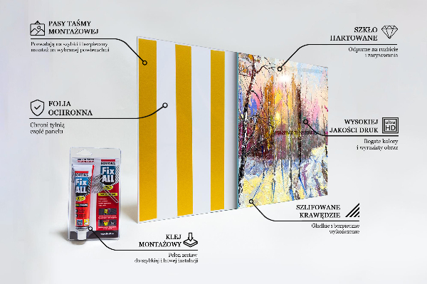 Sklenený obklad do kuchyne Akrylová maľba winter park