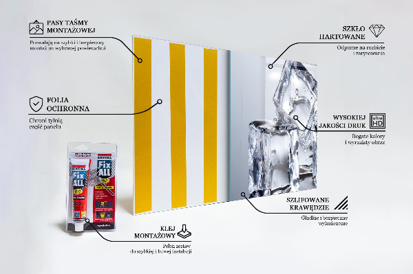 Sklenený obklad do kuchyne Ľadové kocky občerstvenie