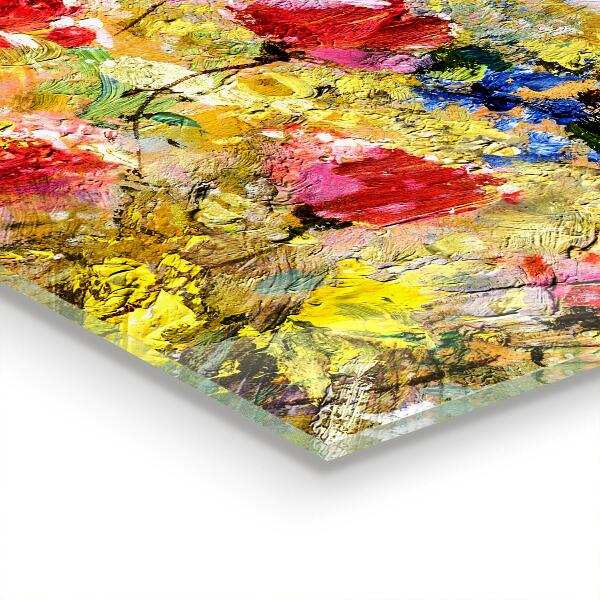 Sklenený obklad do kuchyne Olejomaľba letnej lúky