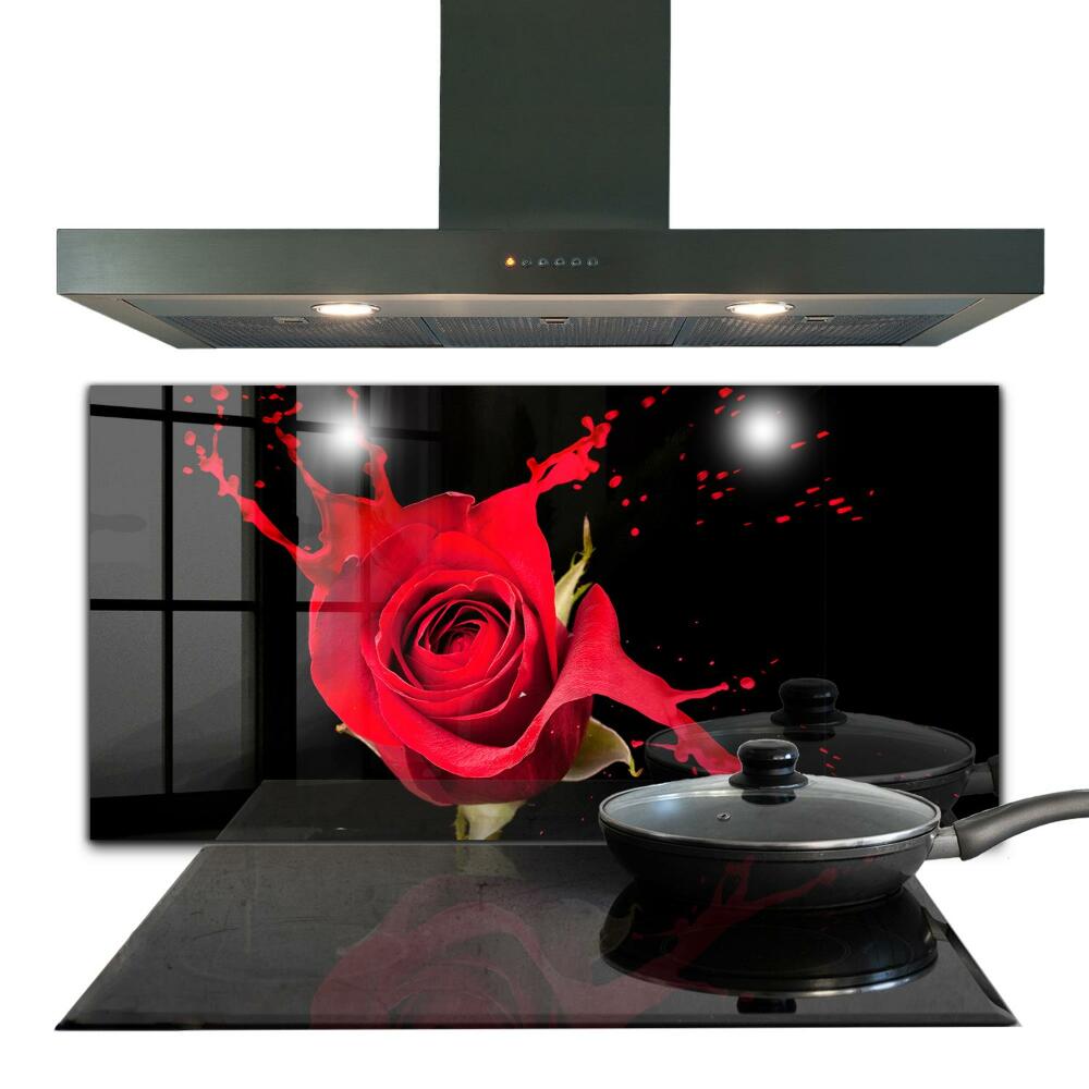 Sklenený obklad do kuchyne Abstrakt červená ruža
