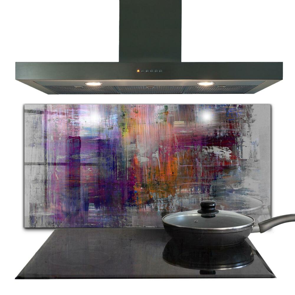 Sklenený obklad do kuchyne Abstraktná maľba