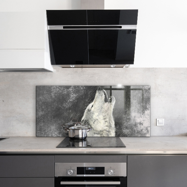 Sklenený obklad do kuchyne Kanadský vlk ilustrácie