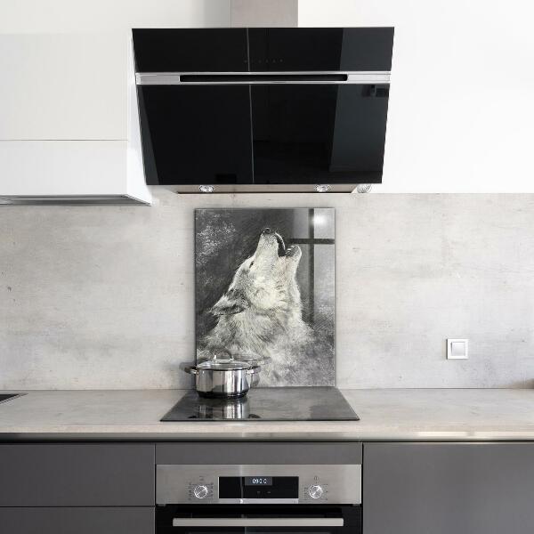 Sklenený obklad do kuchyne Kanadský vlk ilustrácie