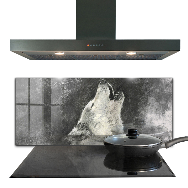 Sklenený obklad do kuchyne Kanadský vlk ilustrácie