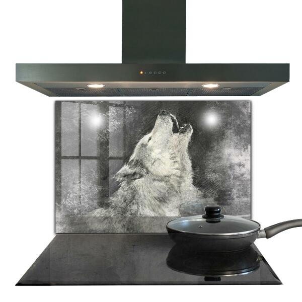 Sklenený obklad do kuchyne Kanadský vlk ilustrácie