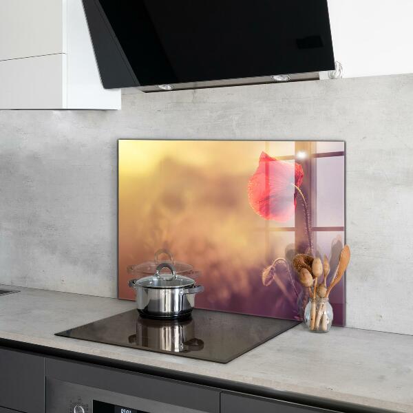 Sklenený obklad do kuchyne Vintage maková rastlina