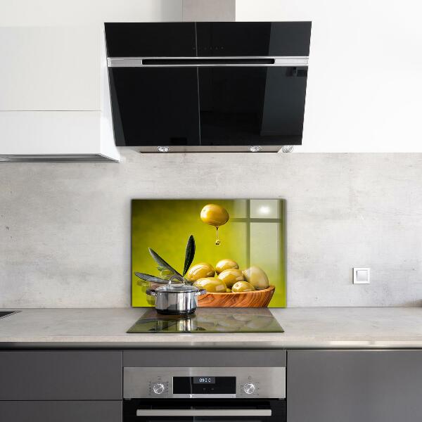 Sklenený obklad do kuchyne Zelené čerstvé olivy