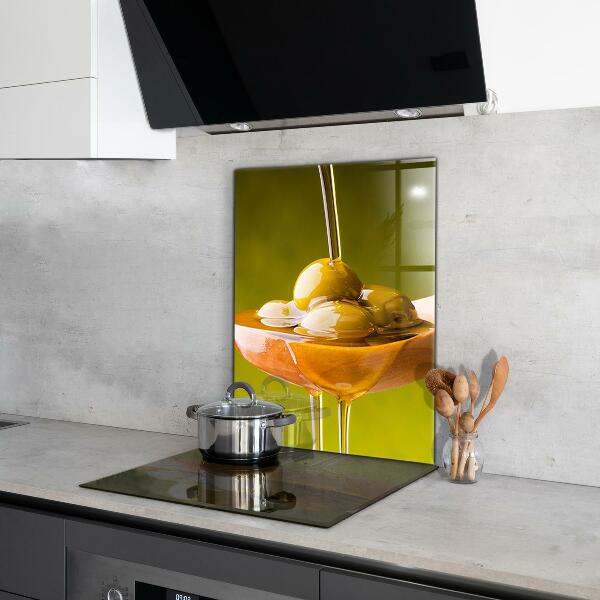 Sklenený obklad do kuchyne Čerstvo lisovaný olivový olej