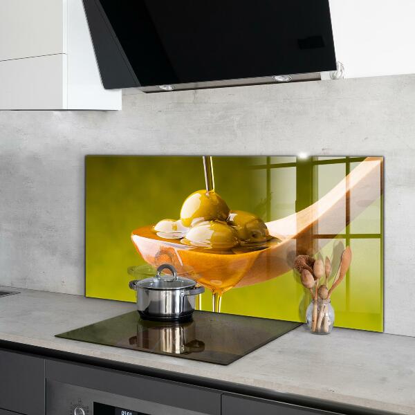 Sklenený obklad do kuchyne Čerstvo lisovaný olivový olej