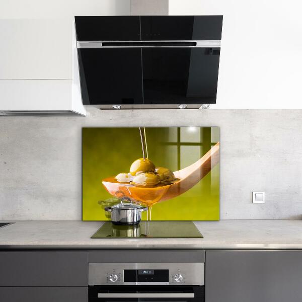 Sklenený obklad do kuchyne Čerstvo lisovaný olivový olej