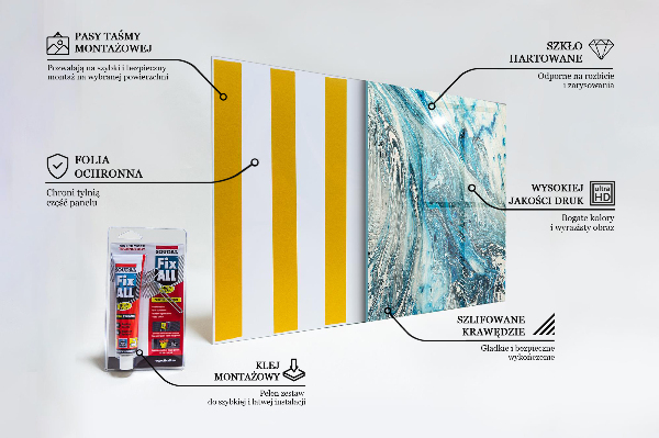 Sklenený obklad do kuchyne Morská vlna