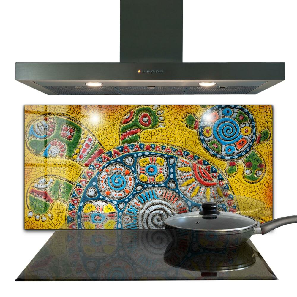 Sklenený obklad do kuchyne Korytnačia keramická mozaika