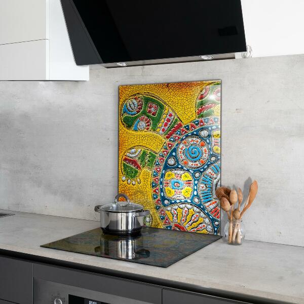 Sklenený obklad do kuchyne Korytnačia keramická mozaika