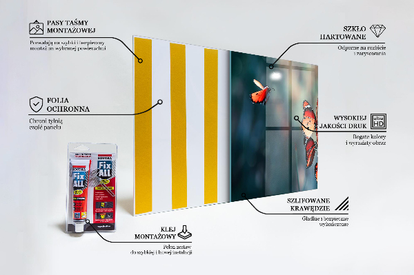 Sklenený obklad do kuchyne Jemný motýľ vo vetre