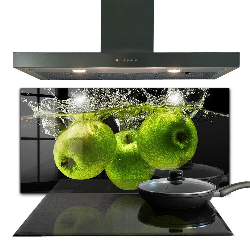 Sklenený obklad do kuchyne Zelené jablká vo vode