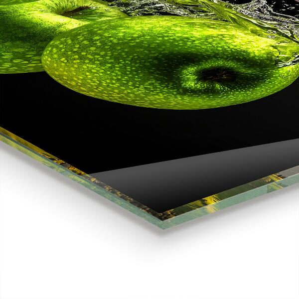 Sklenený obklad do kuchyne Zelené jablká vo vode