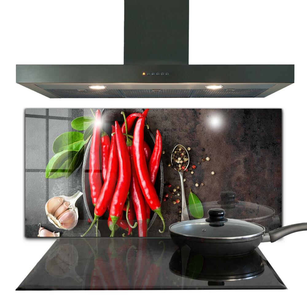 Sklenený obklad do kuchyne Varenie horúcej papriky