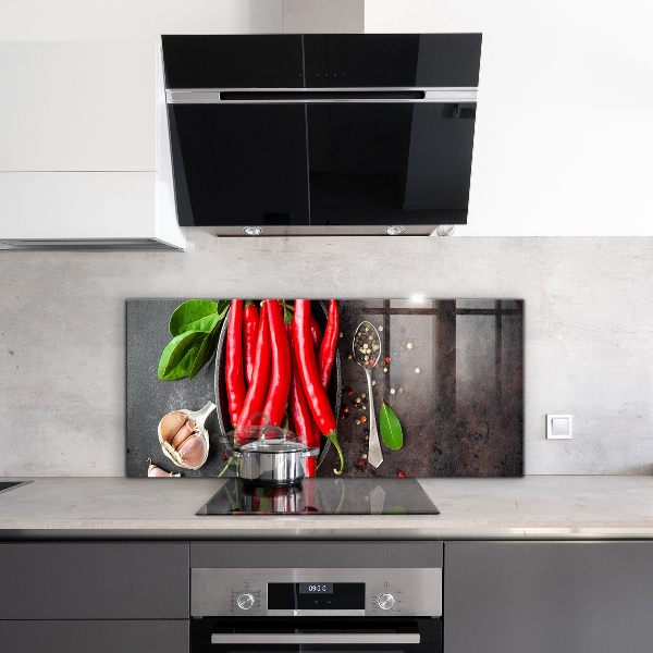 Sklenený obklad do kuchyne Varenie horúcej papriky