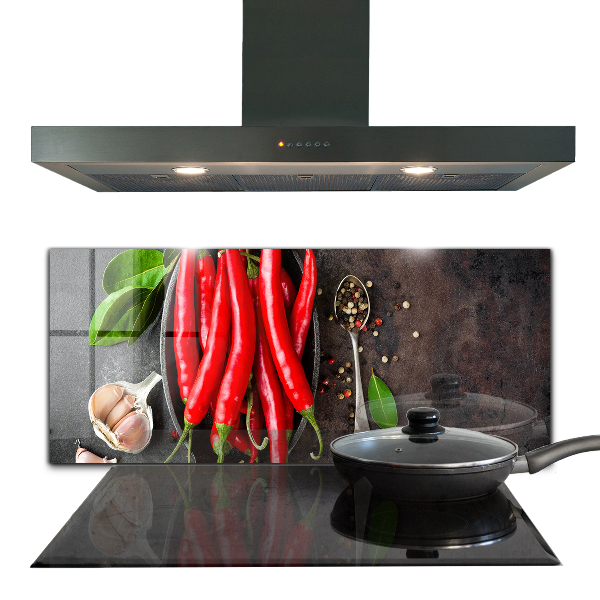 Sklenený obklad do kuchyne Varenie horúcej papriky