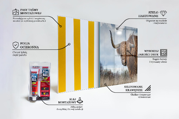 Sklenený obklad do kuchyne Highland boho krava