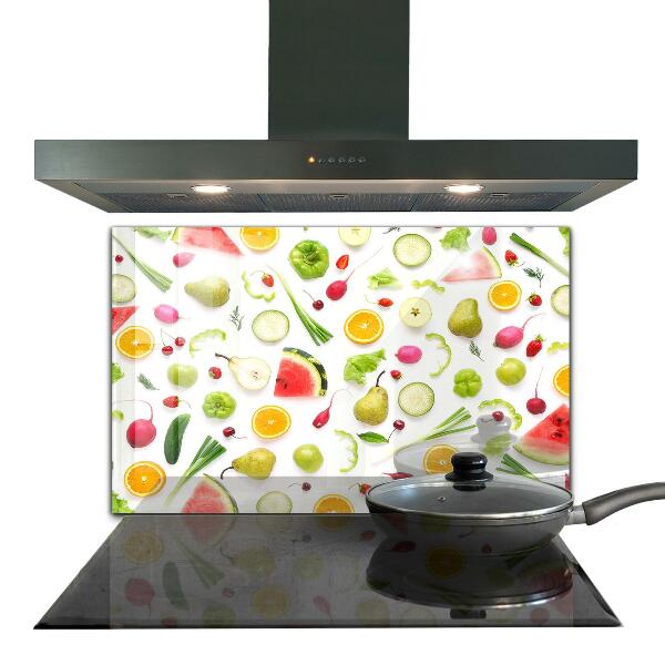 Sklenený obklad do kuchyne Zloženie zdravého ovocia