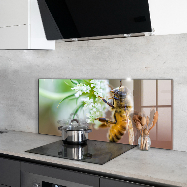 Sklenený obklad do kuchyne Včelí zber peľu