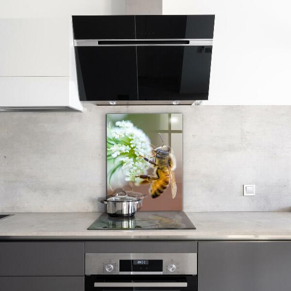 Sklenený obklad do kuchyne Včelí zber peľu