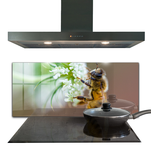 Sklenený obklad do kuchyne Včelí zber peľu