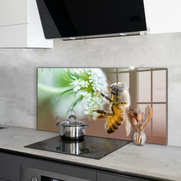 Sklenený obklad do kuchyne Včelí zber peľu